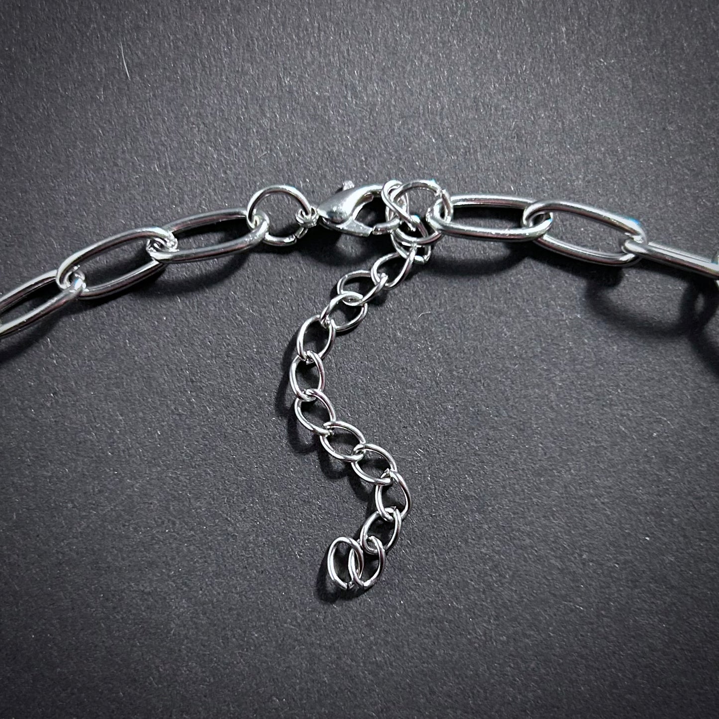 Zipper Tag & Safety Pin Silver Punk Necklace