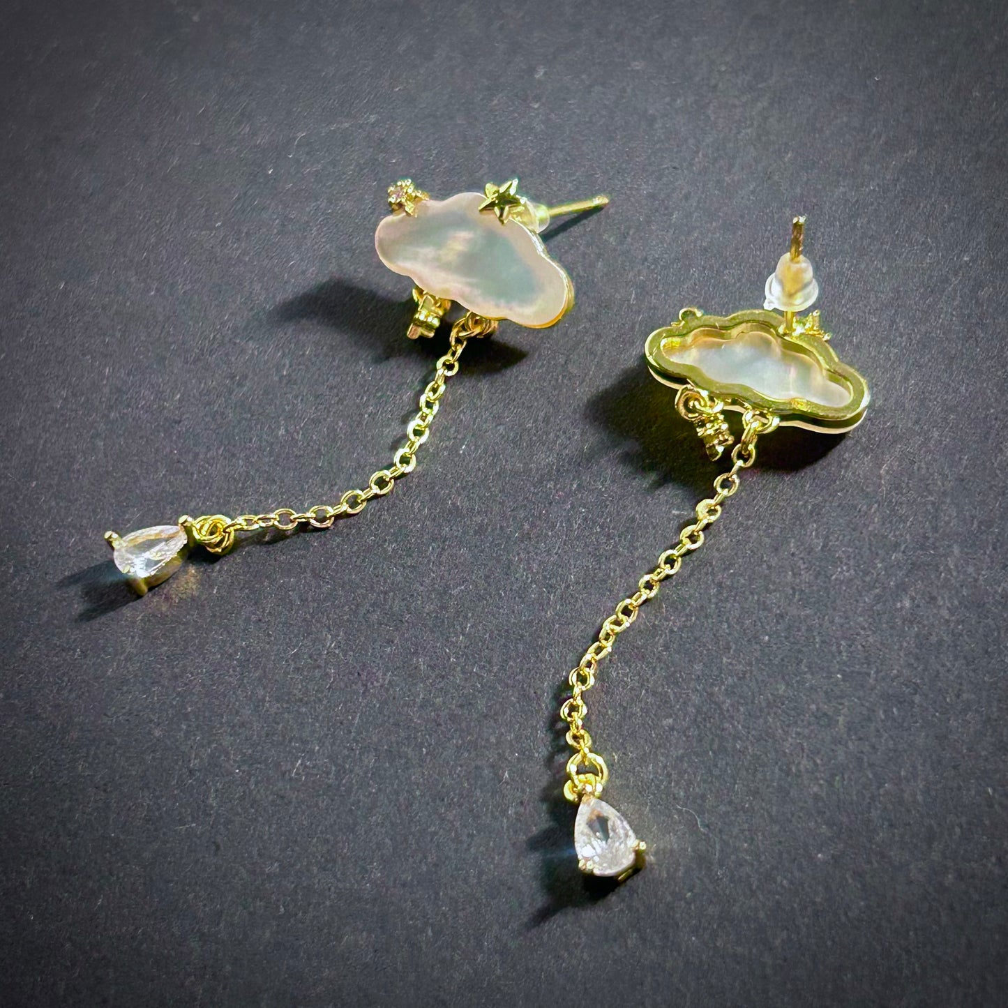 Clouds & Stars Mother-of-Pearl Gold Earrings