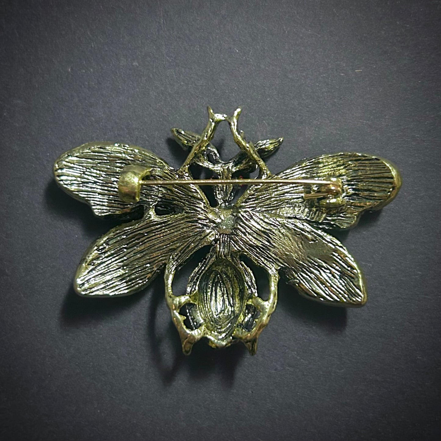 Sapphire & Gold Bee Rhinestone Brooch