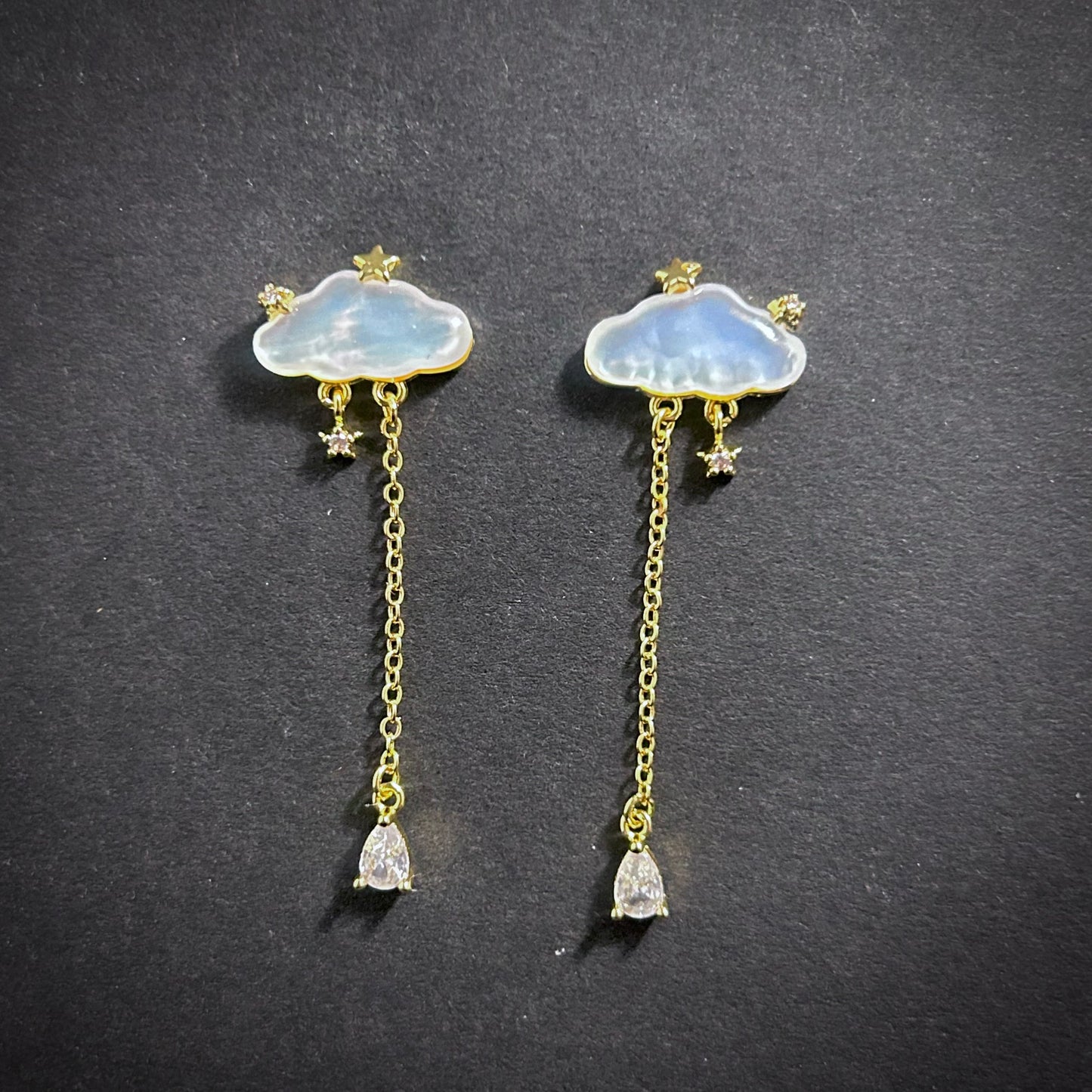 Clouds & Stars Mother-of-Pearl Gold Earrings