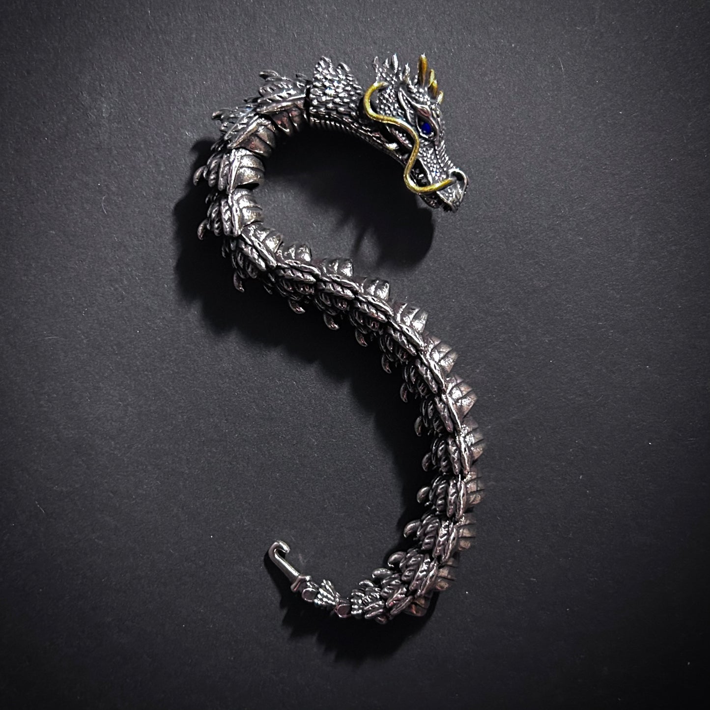 Dragon Mixed Metals Antiqued Silver Bracelet
