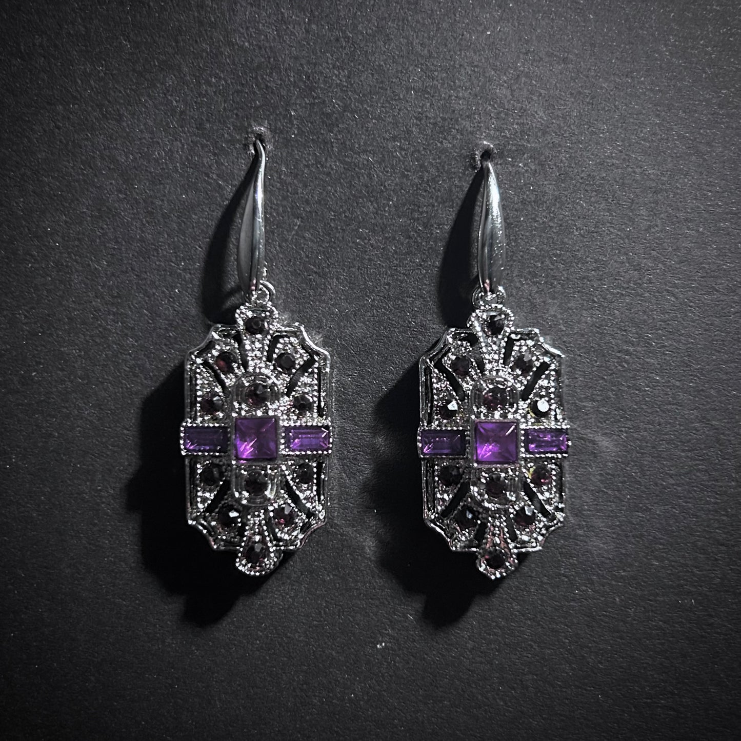 Art Deco Bridal/Bridesmaids Earrings in Silver & Amethyst