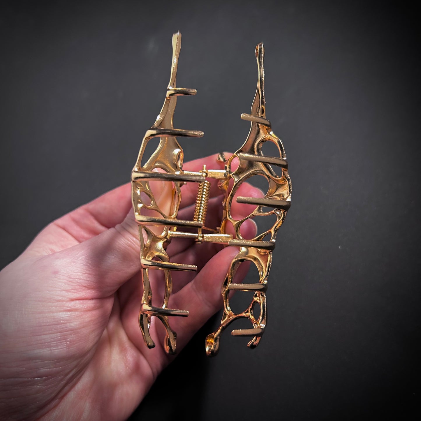 Melting Metal Organic Geometric Gold Hair Clip