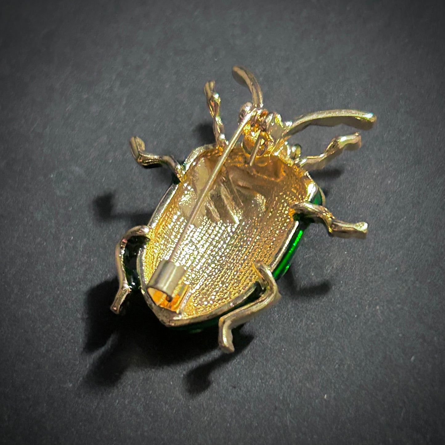 Green & Yellow Cloisonné Enamel Beetle Brooch