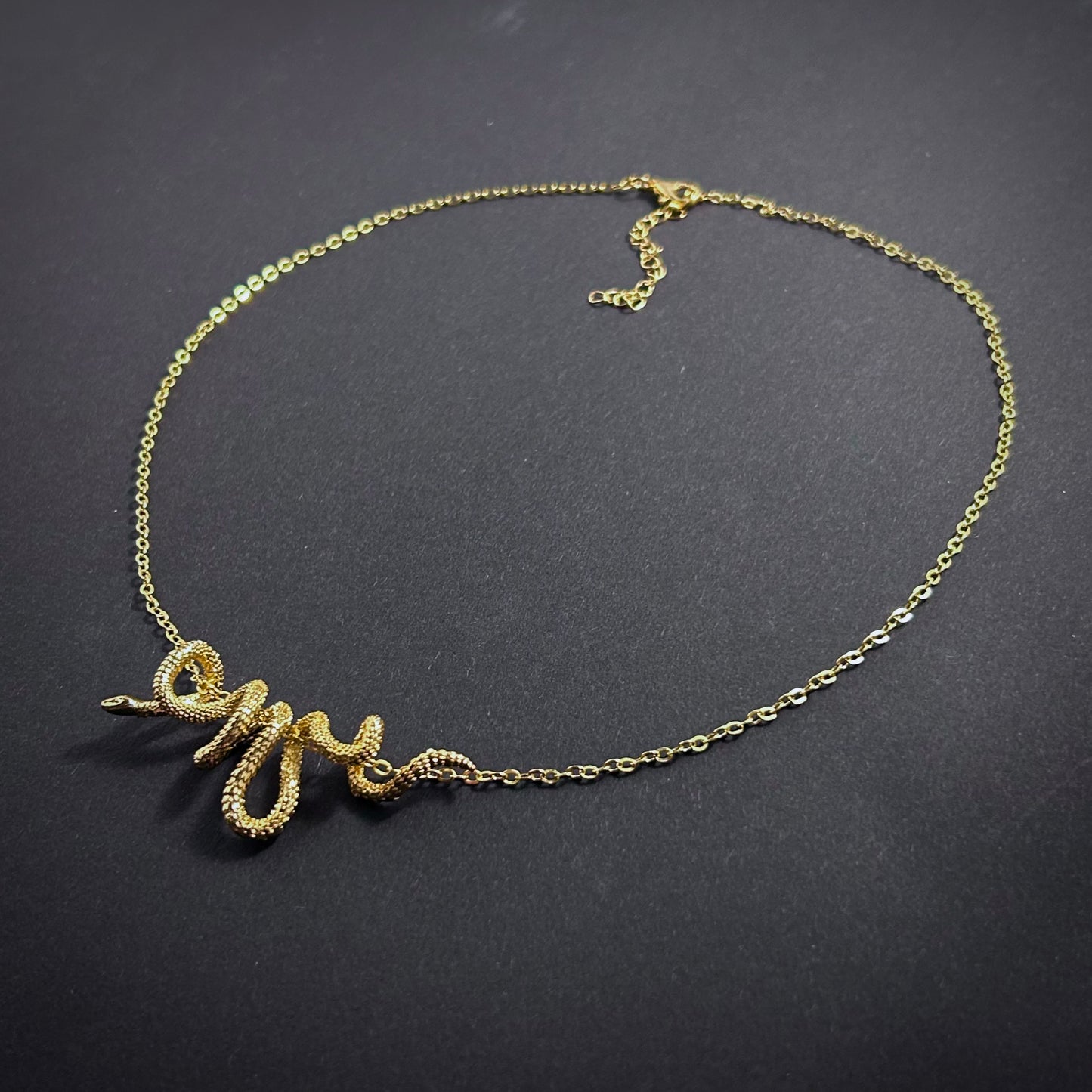Coiling Snake Pendant Necklace in Gold