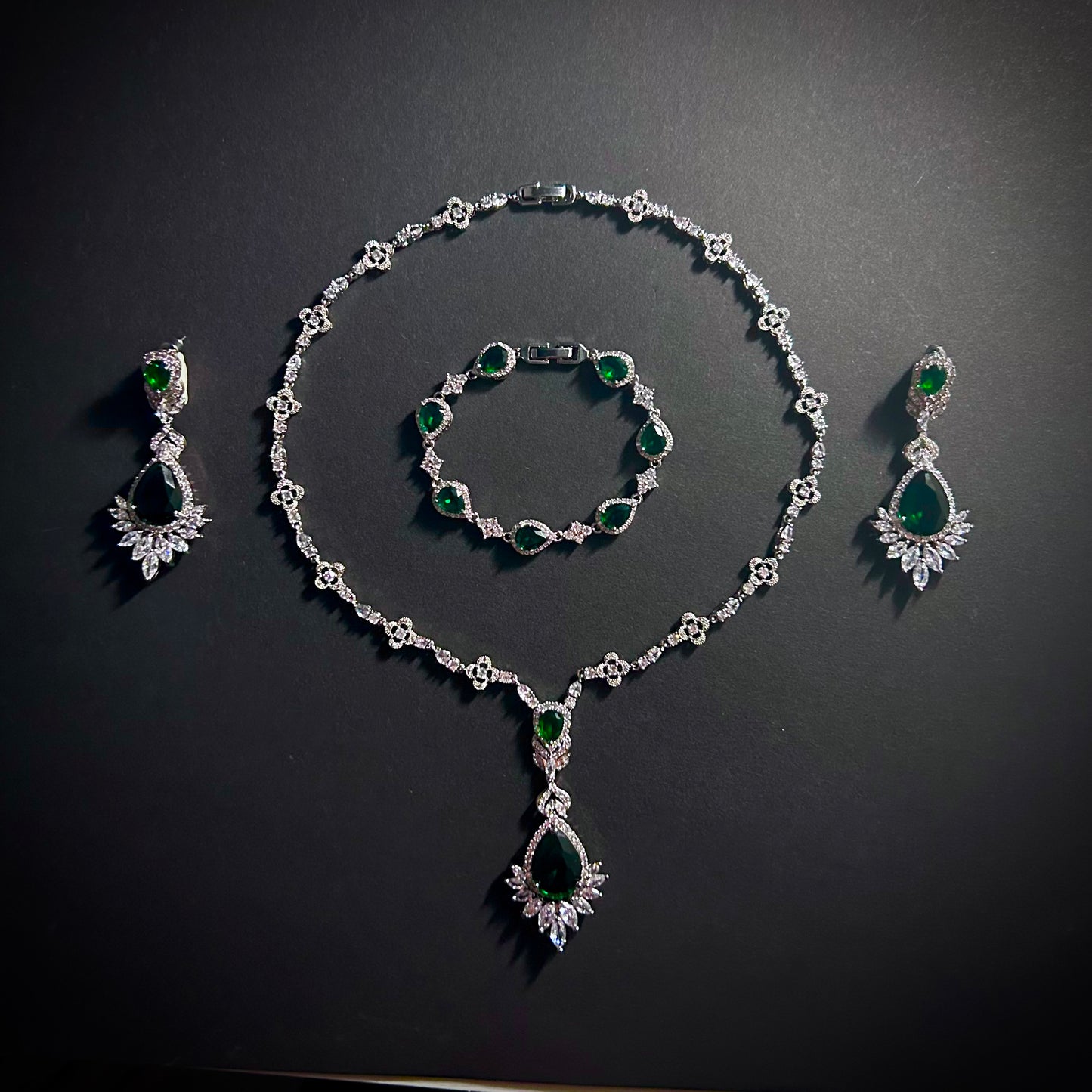 Emerald Teardrop Statement Earrings