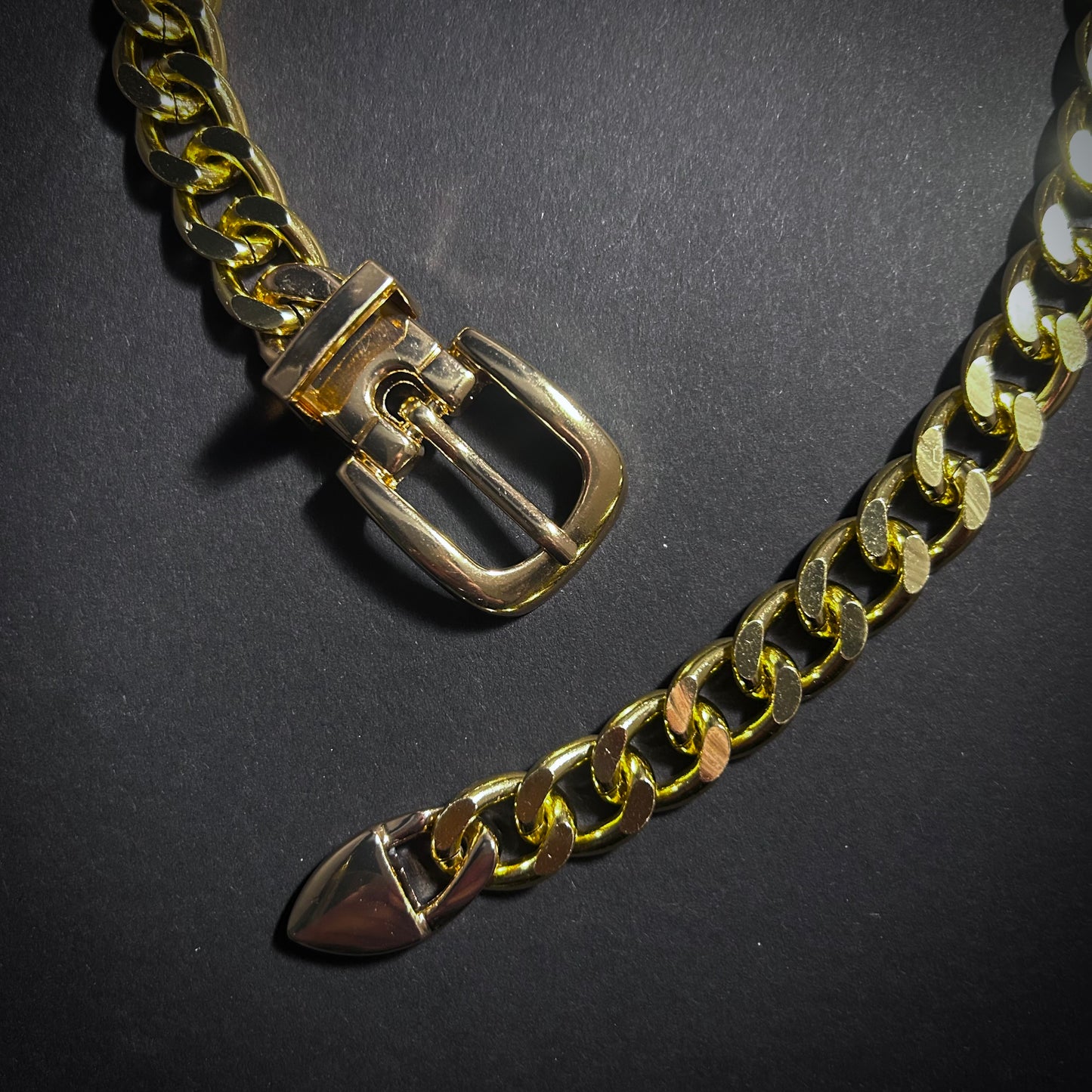 Gold Chunky Chain Belt Buckle Necklace