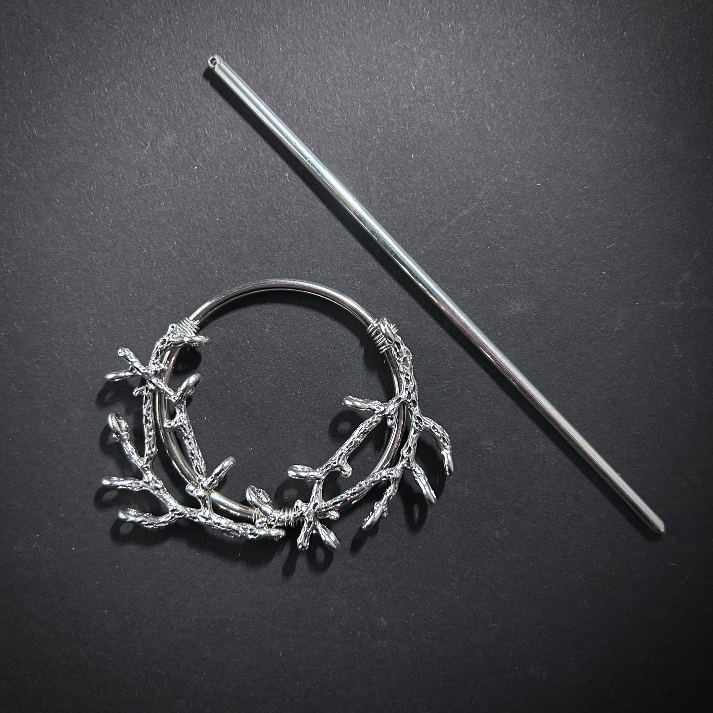 Stick, Branch & Circle Silver Hair Pin