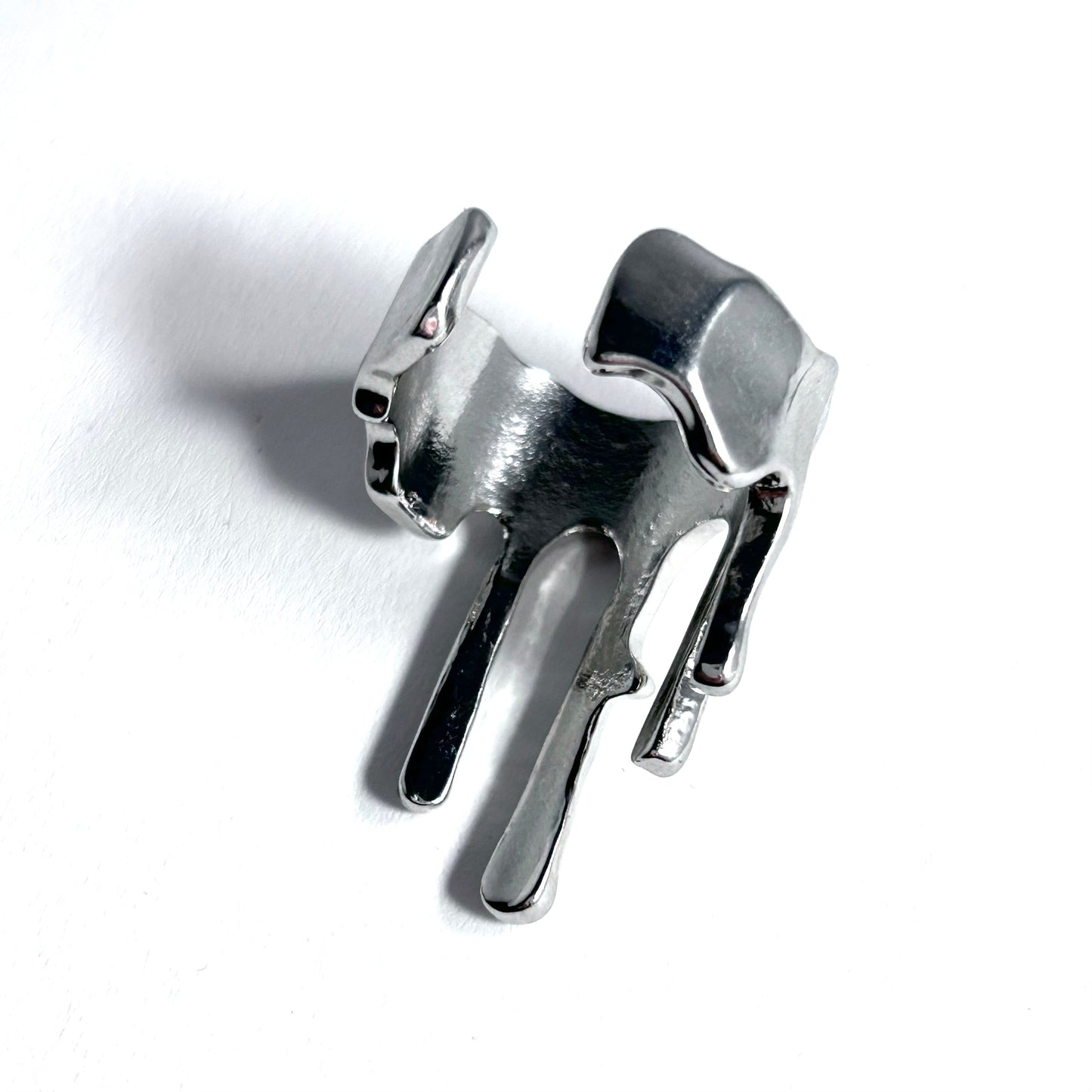 Dripping Metal Adjustable Ring in Silver