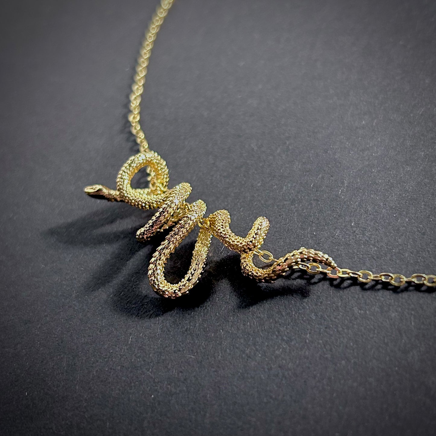 Coiling Snake Pendant Necklace in Gold