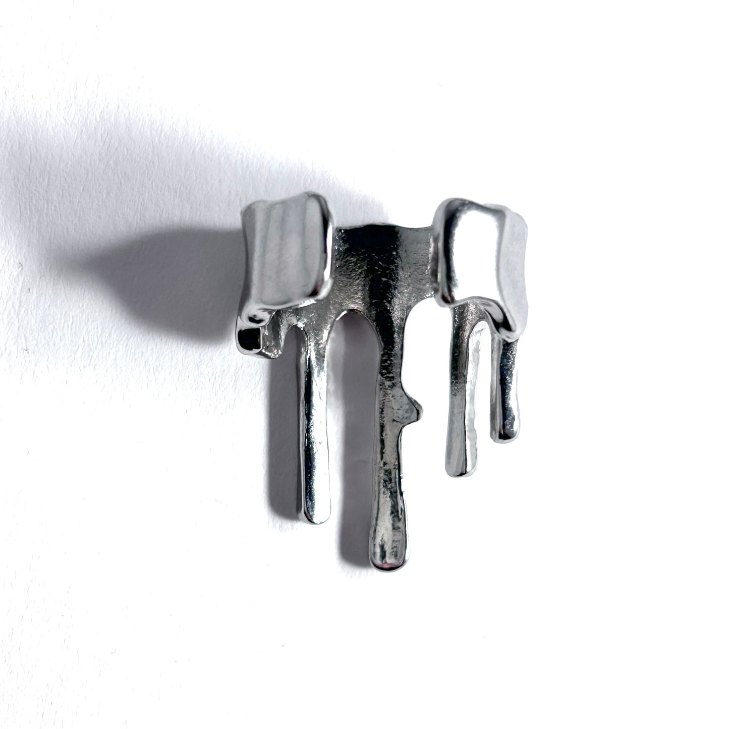 Dripping Metal Adjustable Ring in Silver