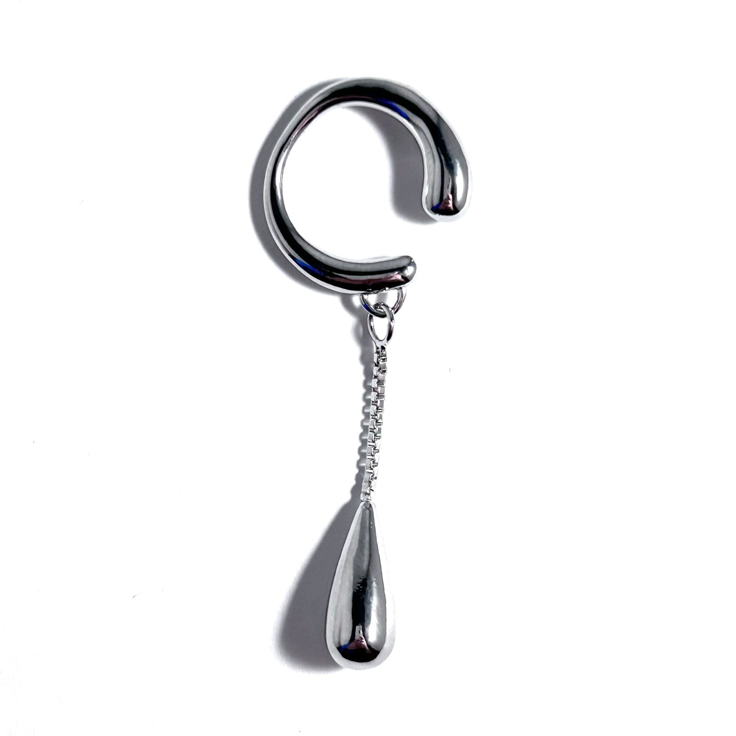 No Piercing Ear Cuff with Teardrop in Silver