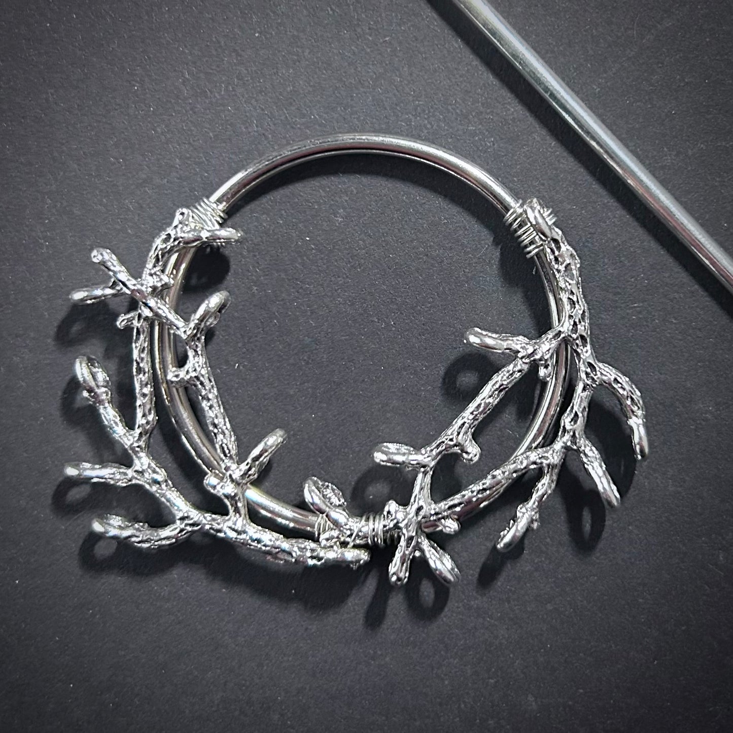 Stick, Branch & Circle Silver Hair Pin