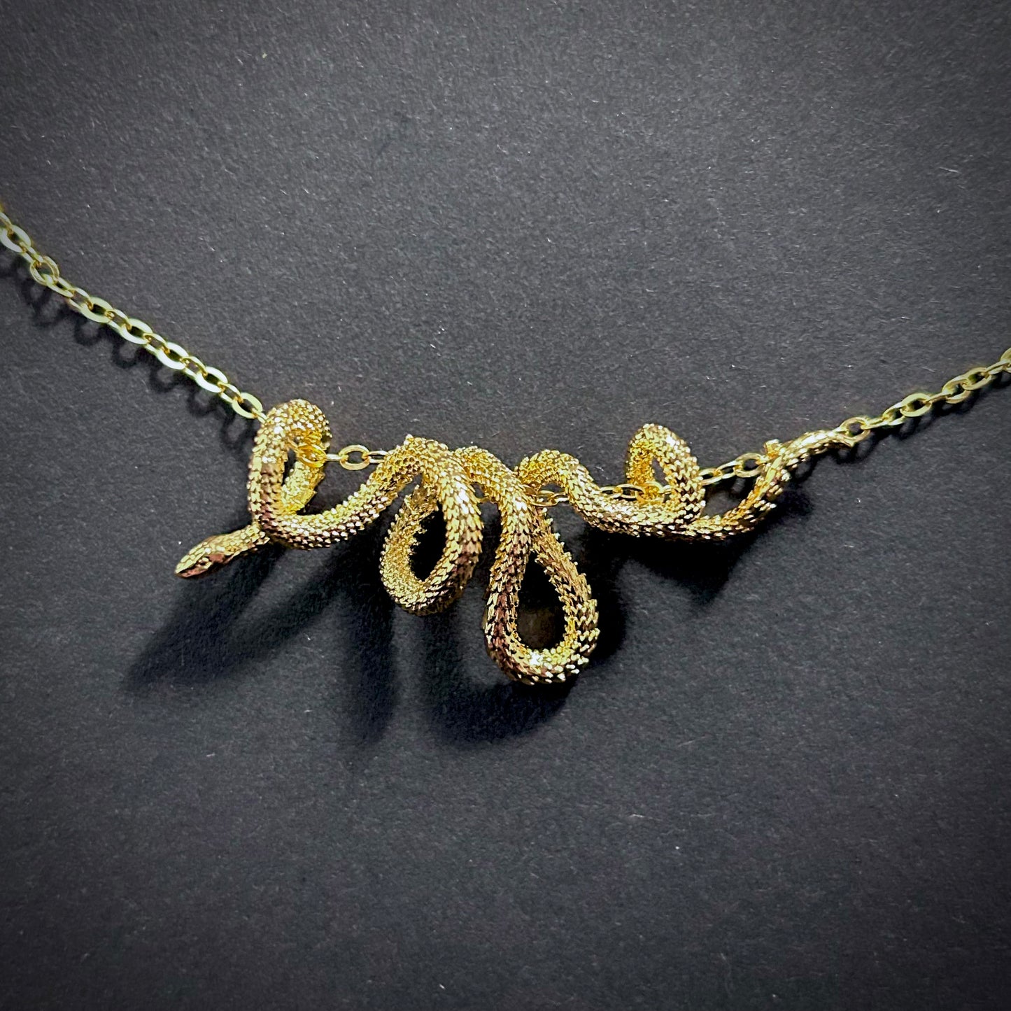 Coiling Snake Pendant Necklace in Gold