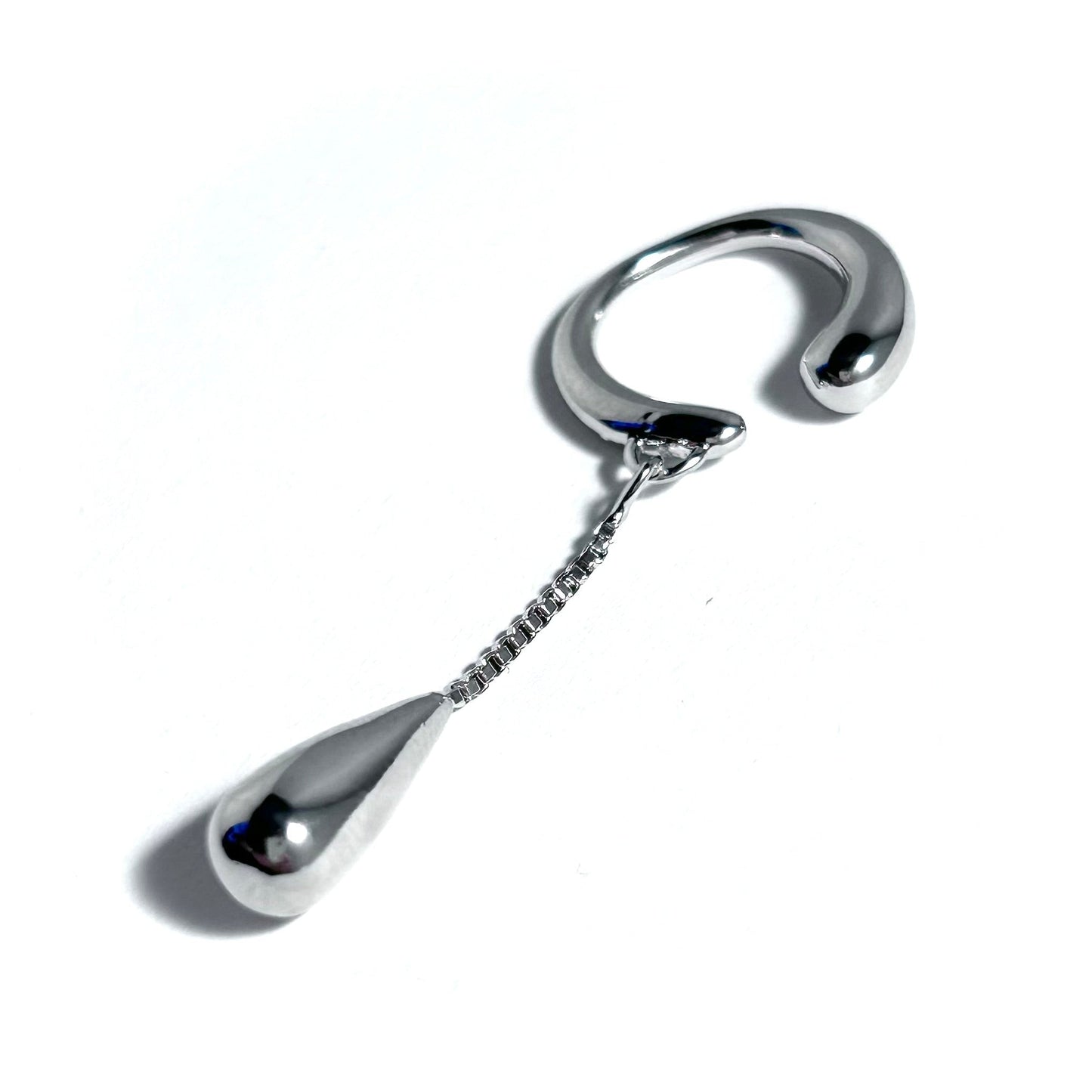 No Piercing Ear Cuff with Teardrop in Silver