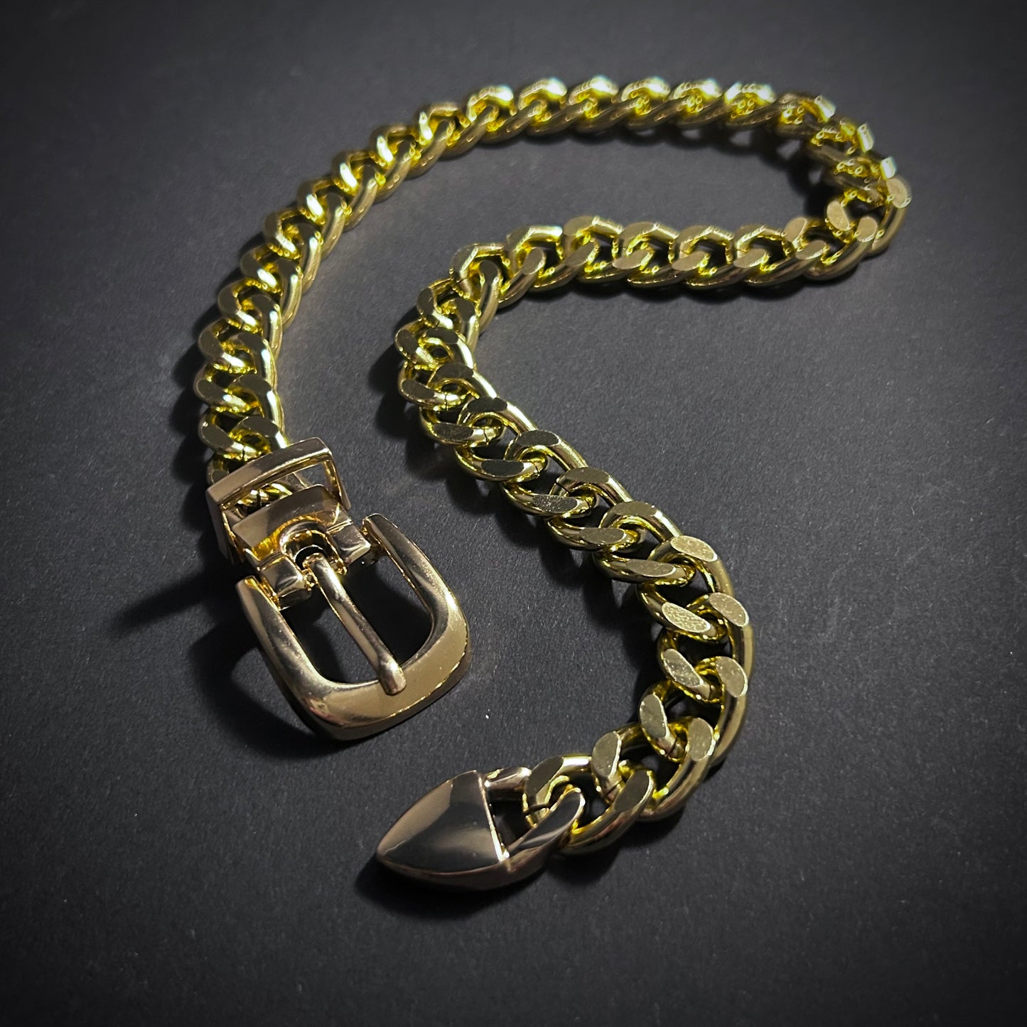 Gold Chunky Chain Belt Buckle Necklace