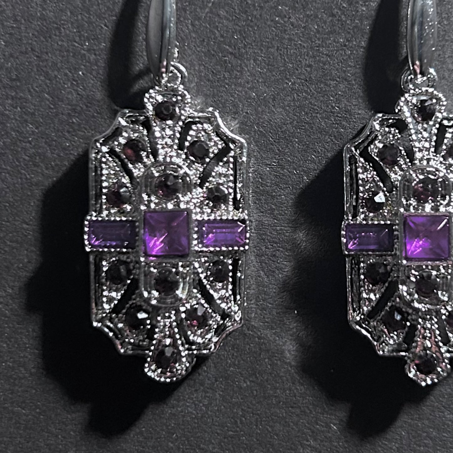 Art Deco Bridal/Bridesmaids Earrings in Silver & Amethyst