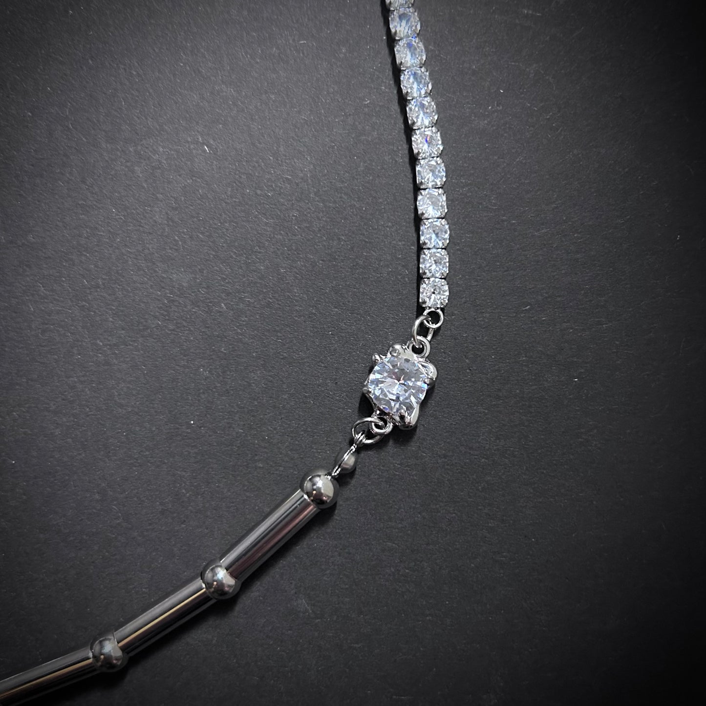 Mixed Chains, Pearls & Cubic Zirconia Choker Necklace