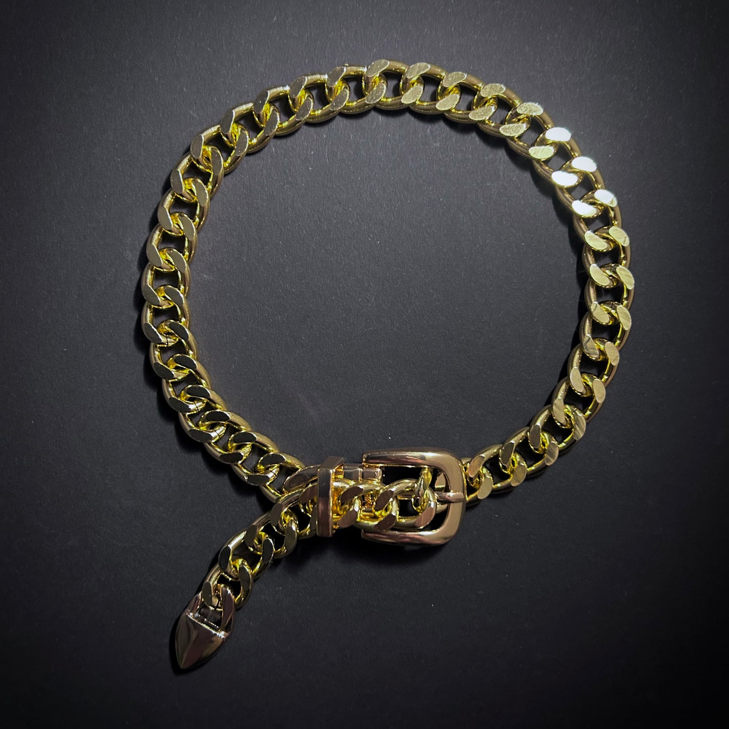 Gold Chunky Chain Belt Buckle Necklace