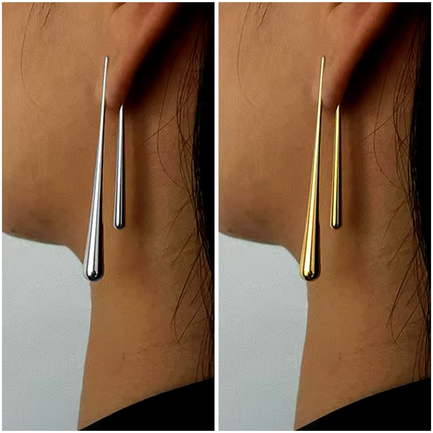 Asymmetrical Teardrop Earrings in Gold