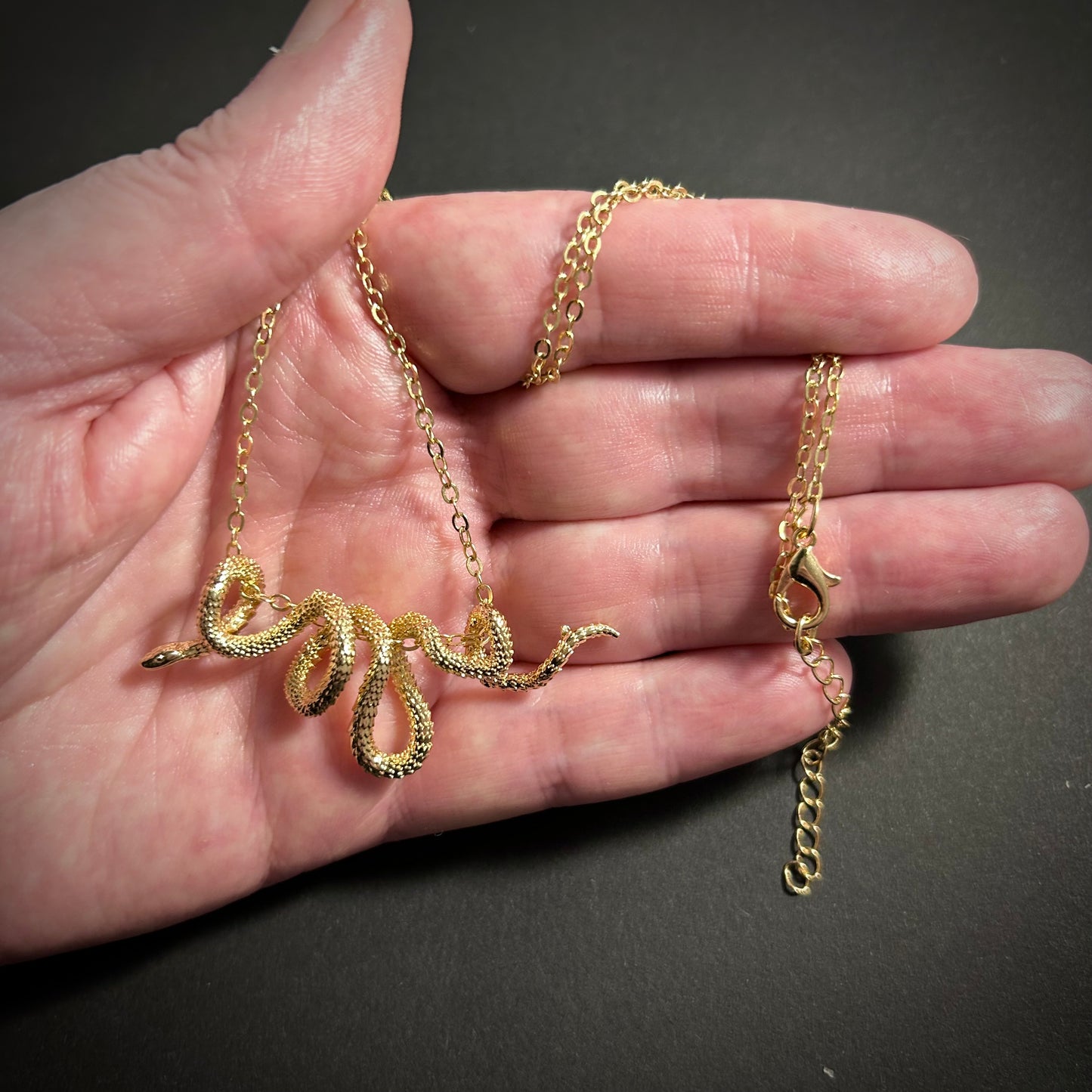 Coiling Snake Pendant Necklace in Gold