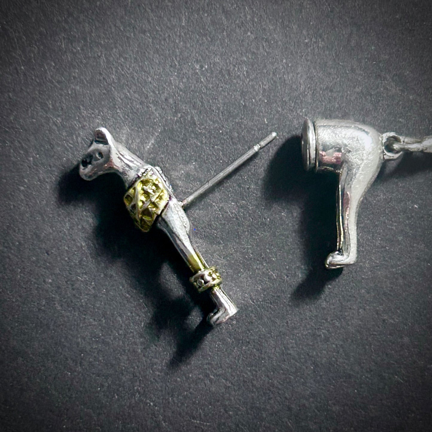 Pharaoh Cat Egyptian Goddess Faux Gauge Earrings in Silver & Gold