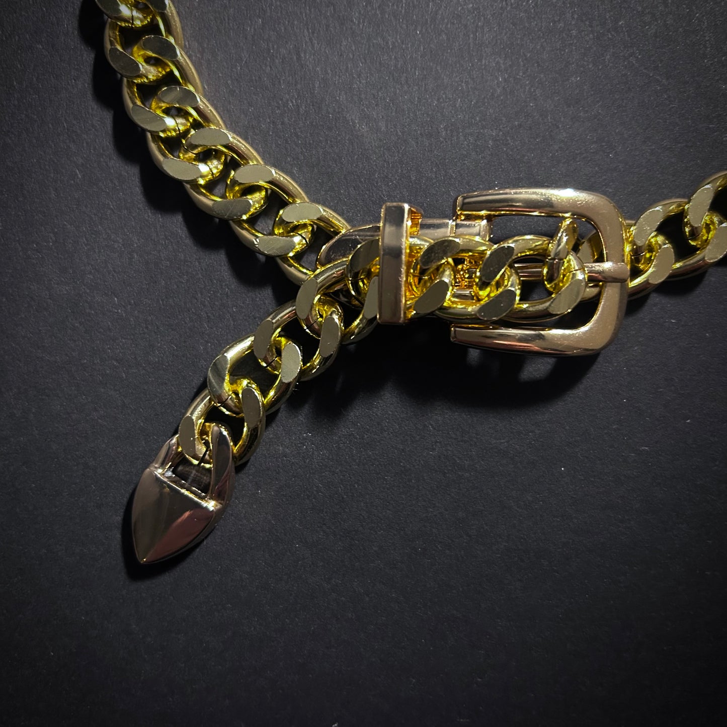 Gold Chunky Chain Belt Buckle Necklace
