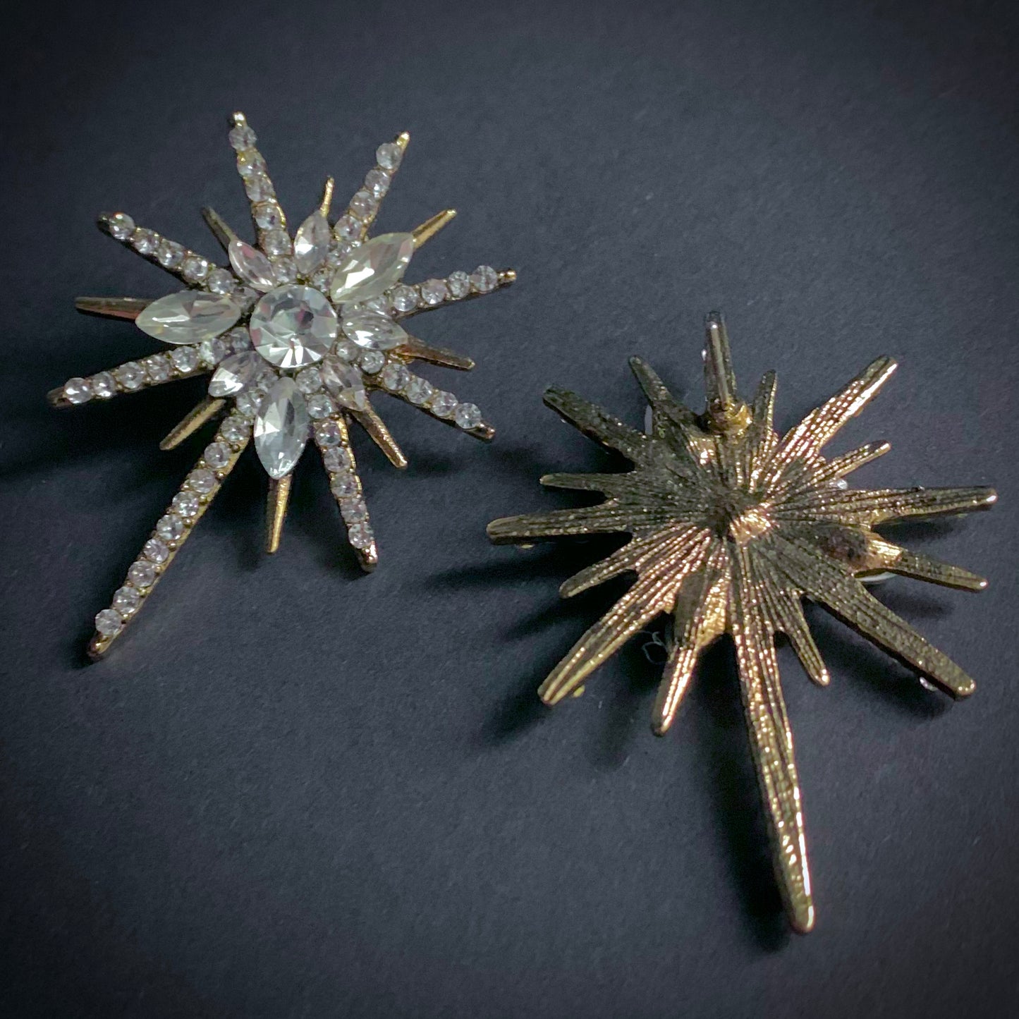 Starburst Gold Crystal Stud Earrings