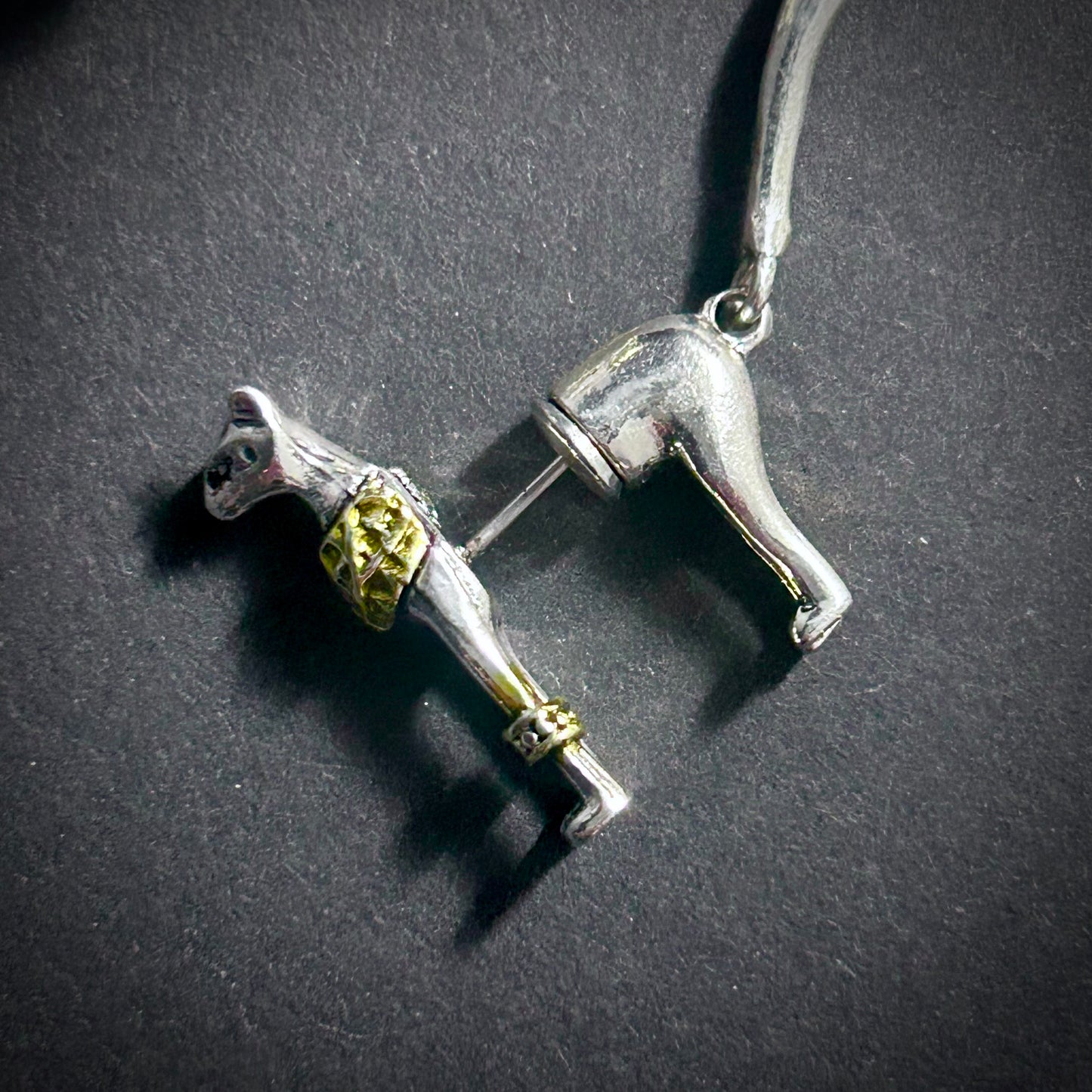 Pharaoh Cat Egyptian Goddess Faux Gauge Earrings in Silver & Gold