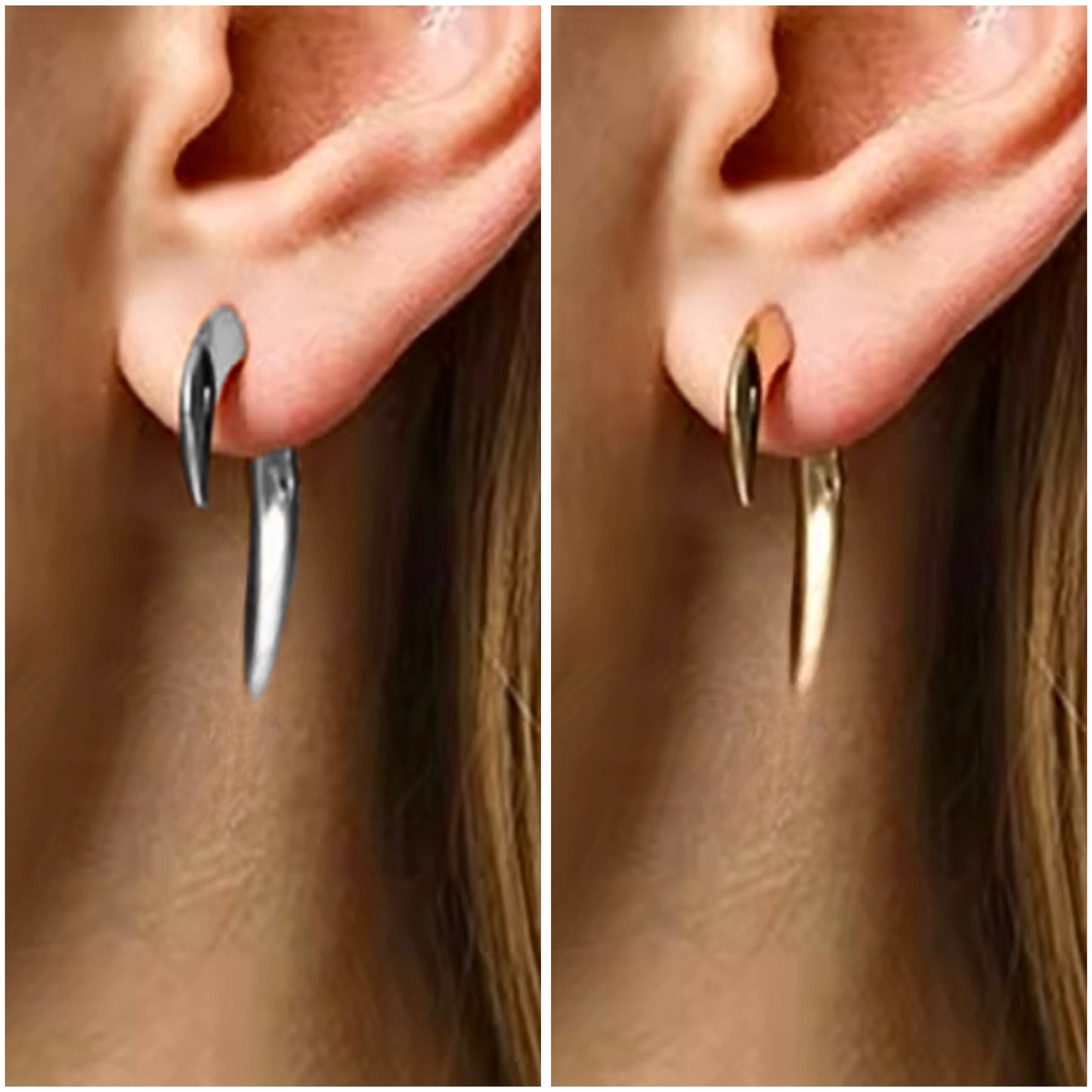 Claw Faux Gauge Earrings in Silver