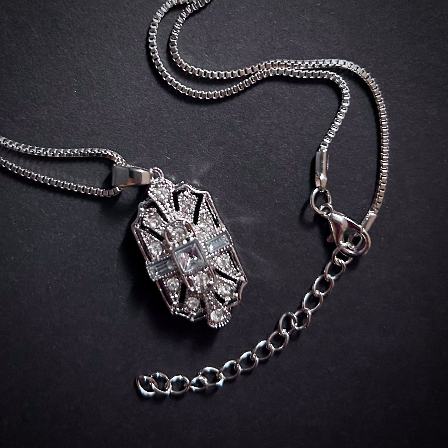 Art Deco Bridal/Bridesmaids Necklace in Silver & Clear