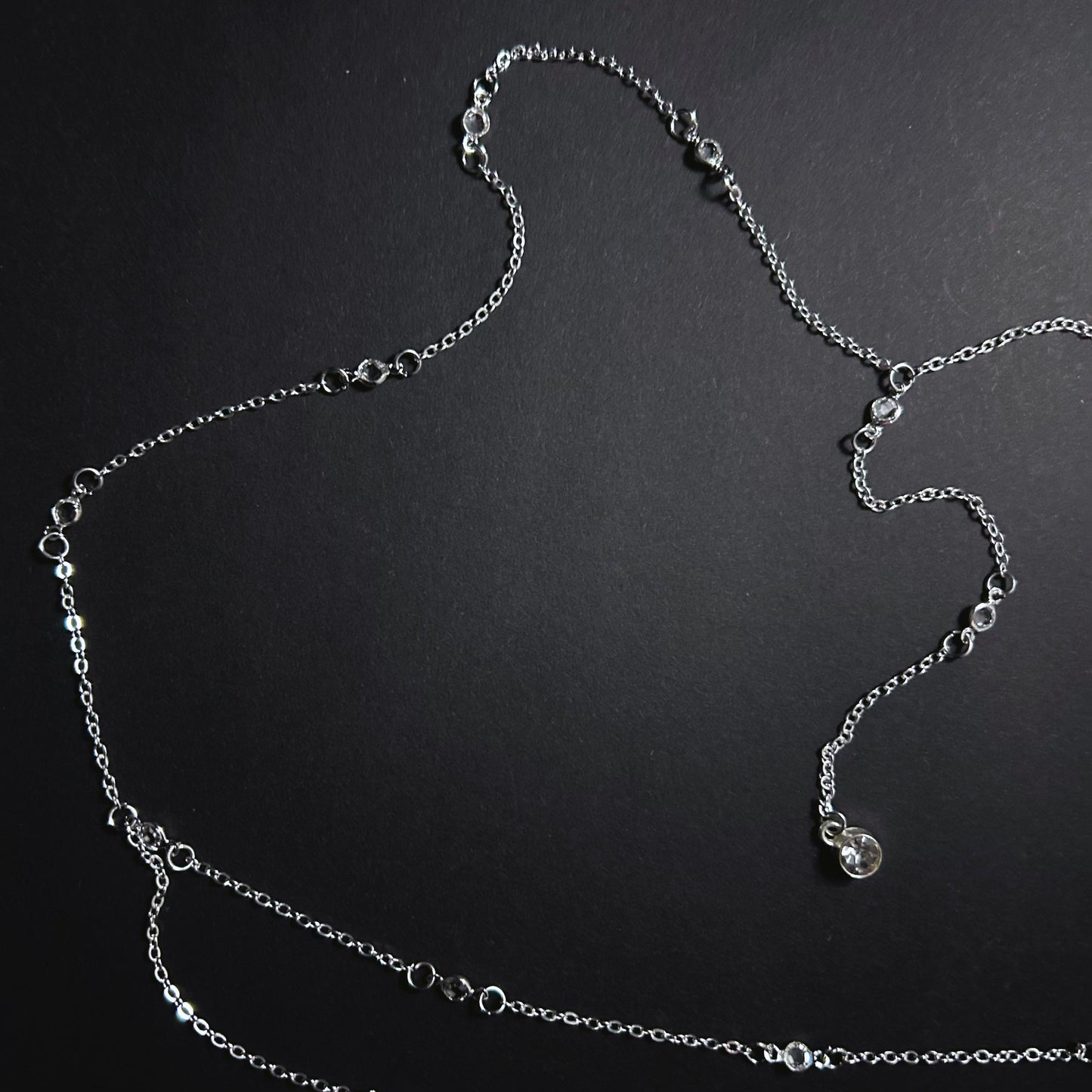 Silver & Rhinestone Back Drop Bridal Necklace