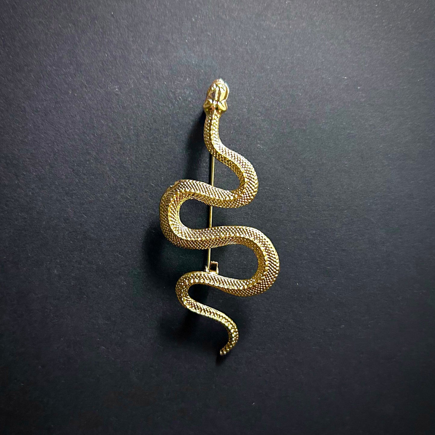 Clean & Simple Slithering Snake Brooch in Gold