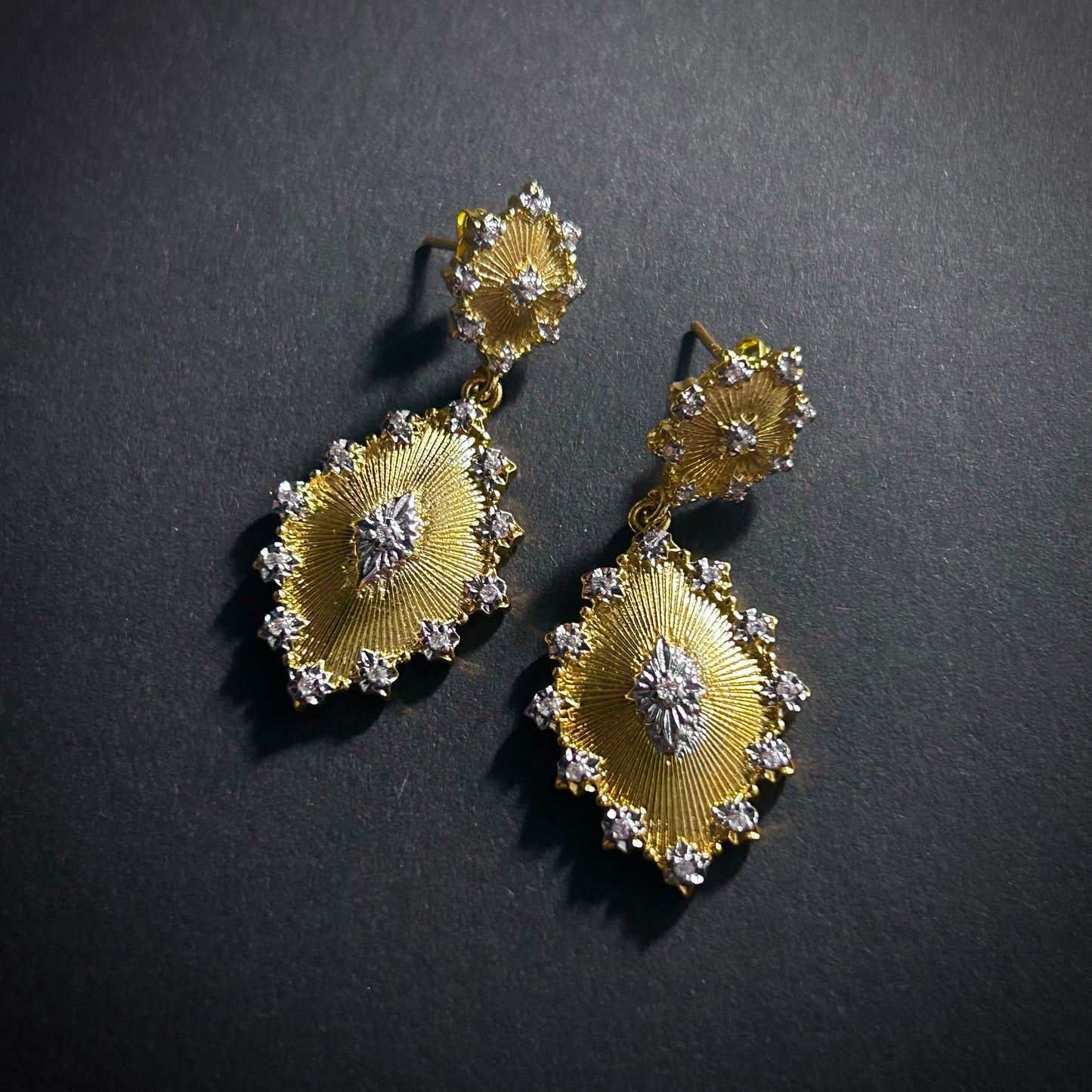 Etched Gold & Clear Rhinestone Jewelry Set