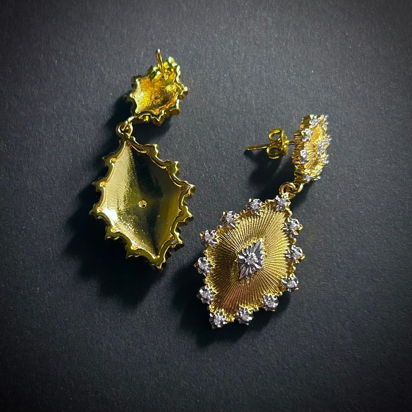 Etched Gold & Clear Rhinestone Jewelry Set
