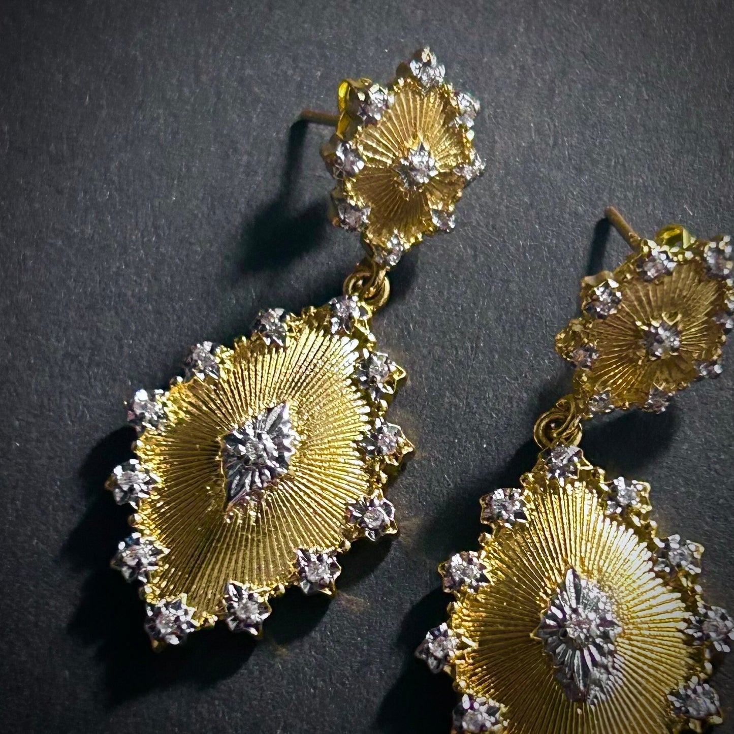 Etched Gold & Clear Rhinestone Jewelry Set