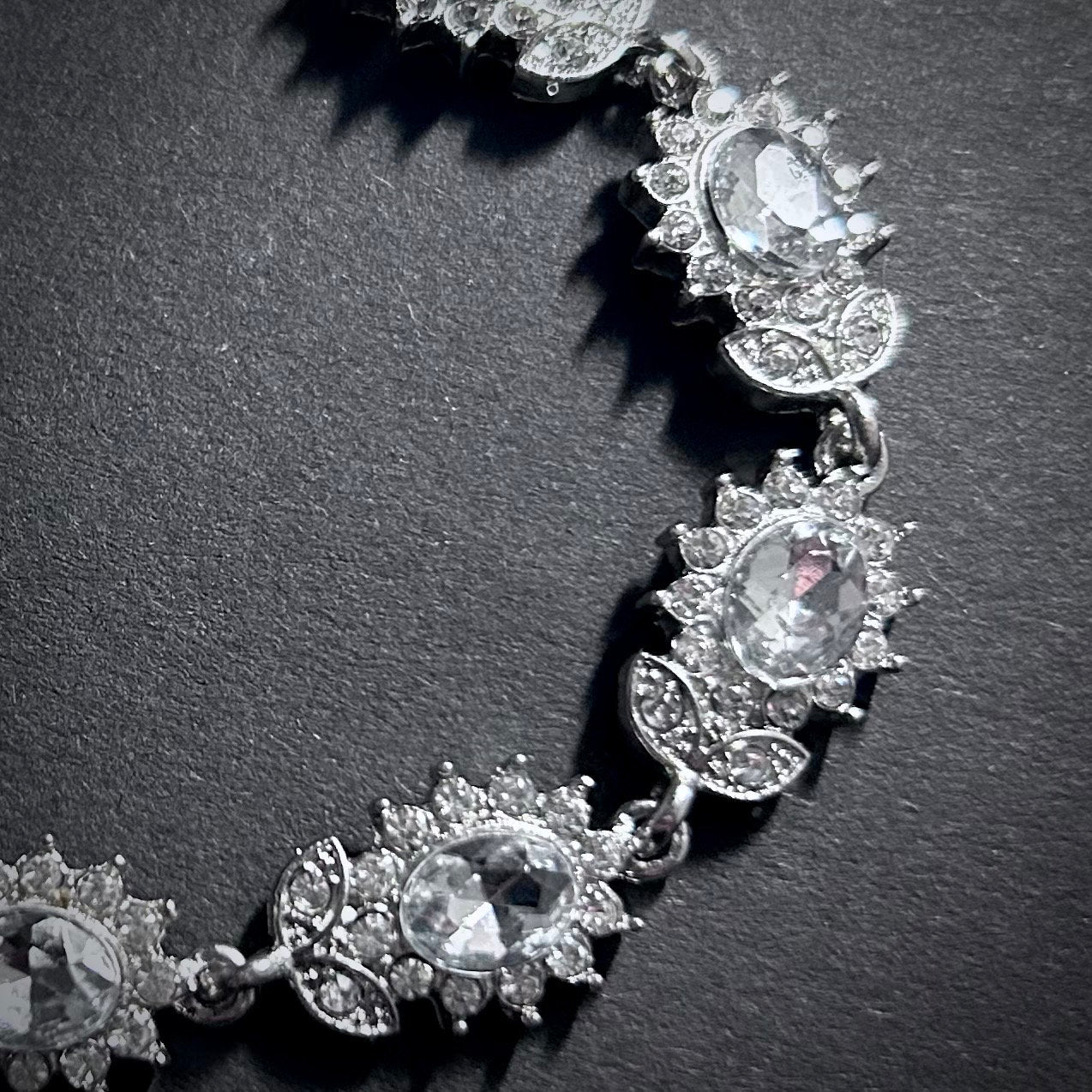 Clear & Silver Flower Rhinestone Tennis Bracelet