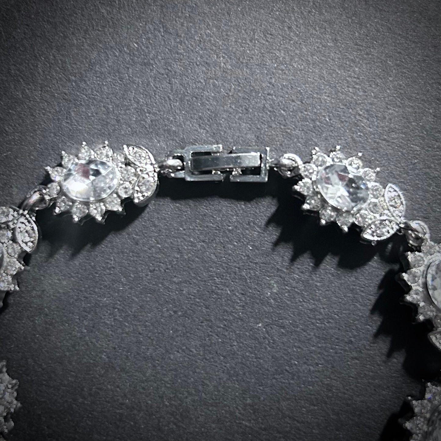 Clear & Silver Flower Rhinestone Tennis Bracelet