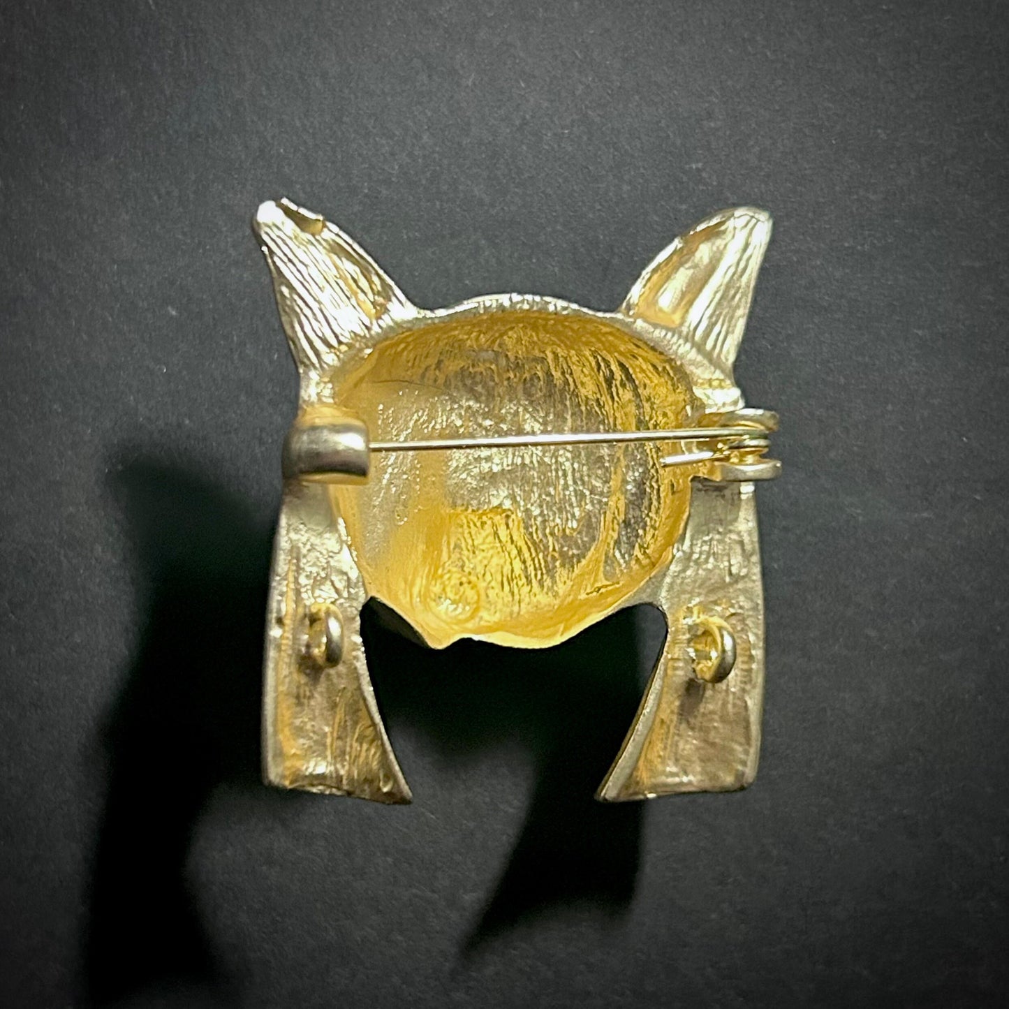 Egyptian Revival Pharaoh Cat Goddess Bastet Brooch in Gold & Brown Enamel