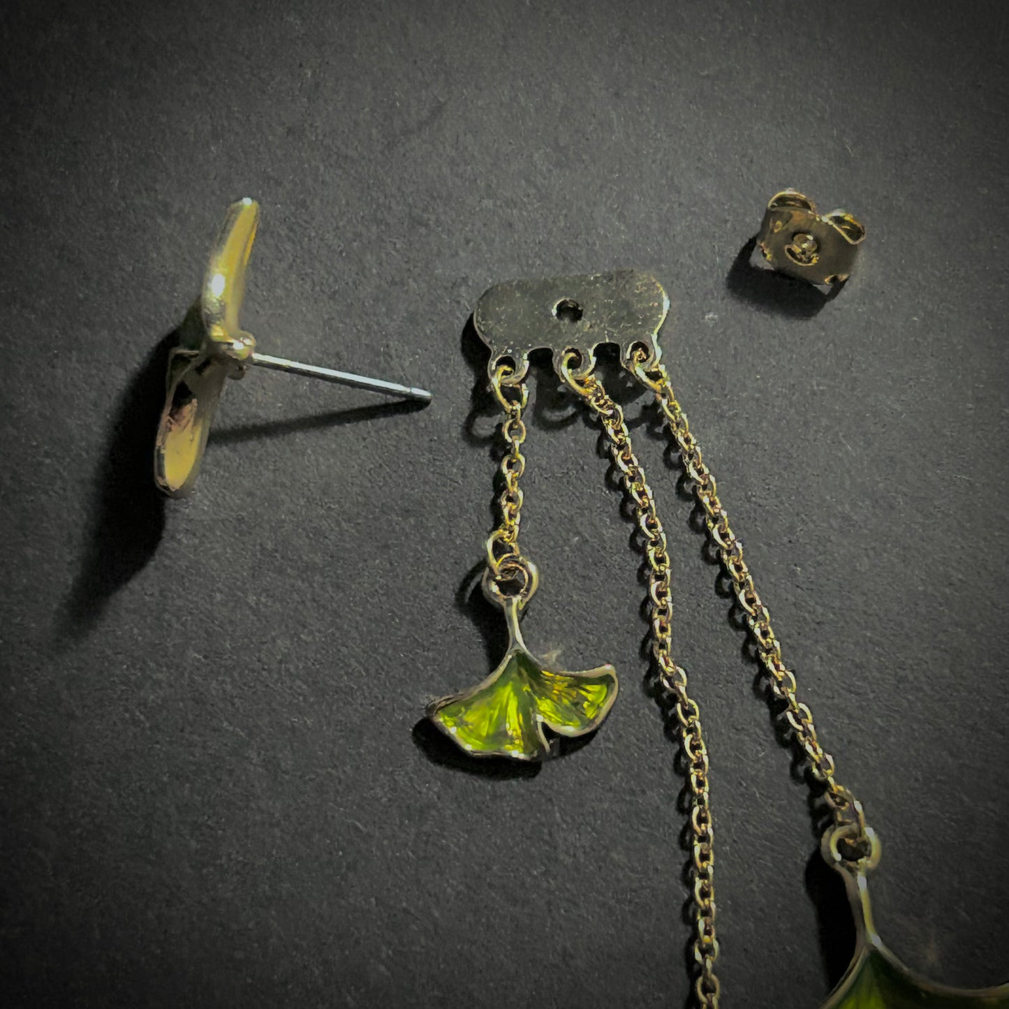 Ginkgo Leaf Enameled Jewelry Set