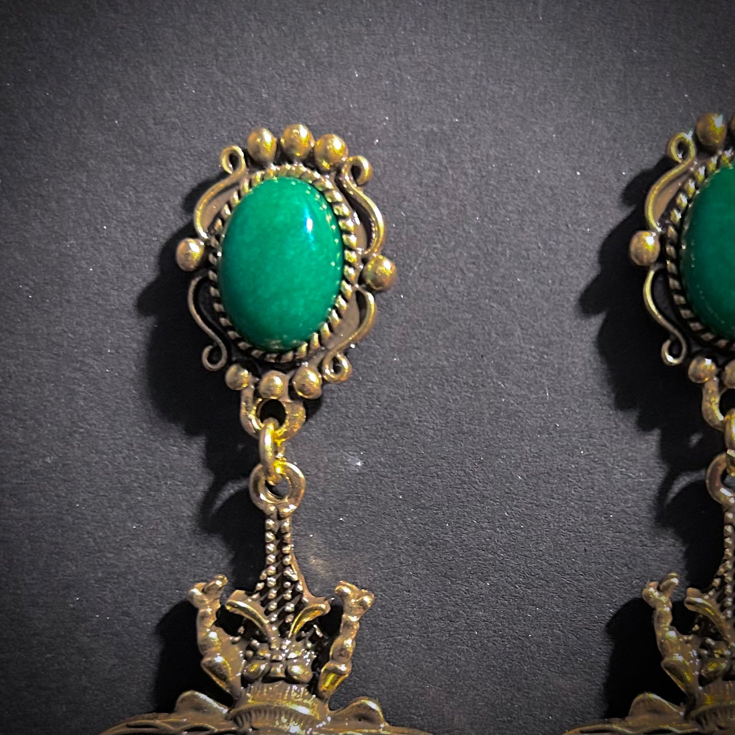 Bee Green & Gold Statement Earrings