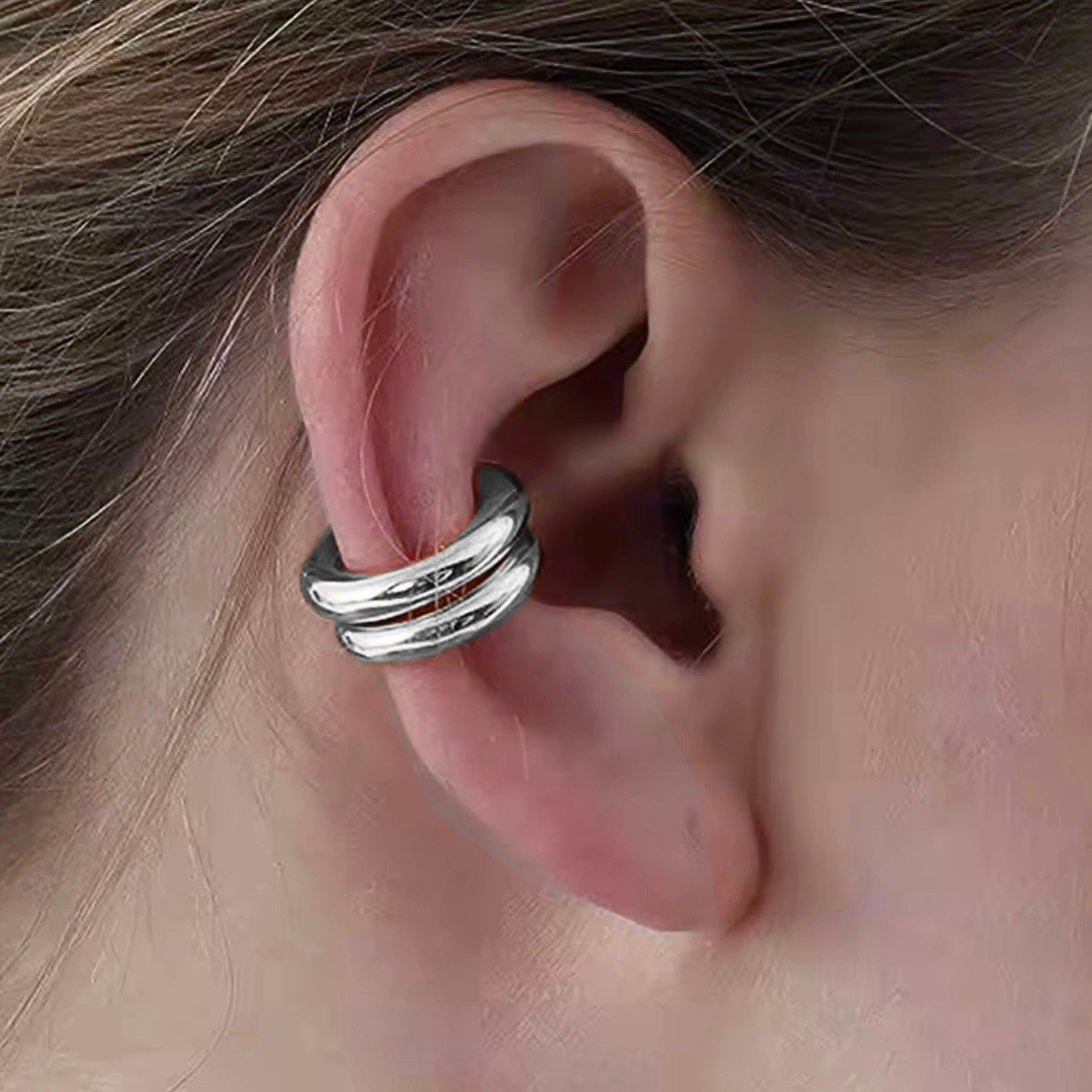 No Piercing Ear Cuff Set in Silver