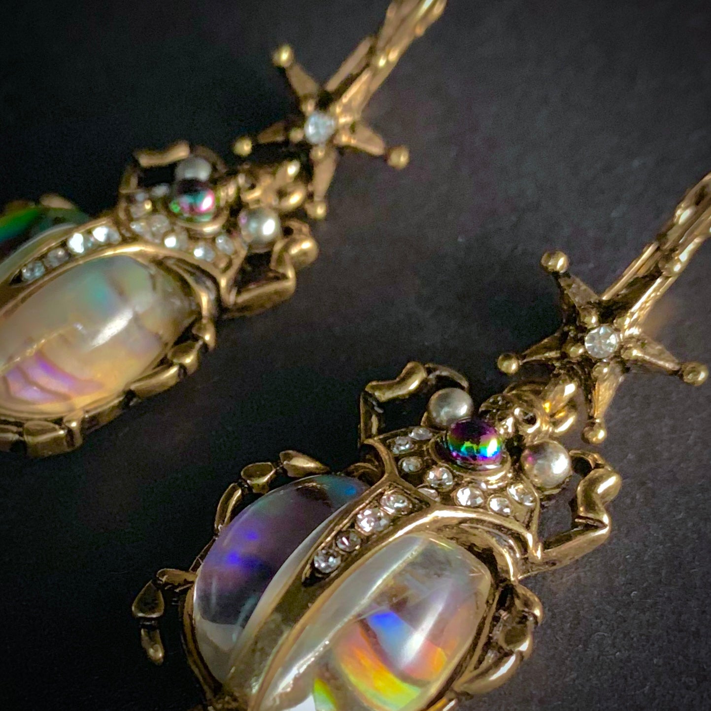 Scarab & Baroque Pearl Abalone Earrings