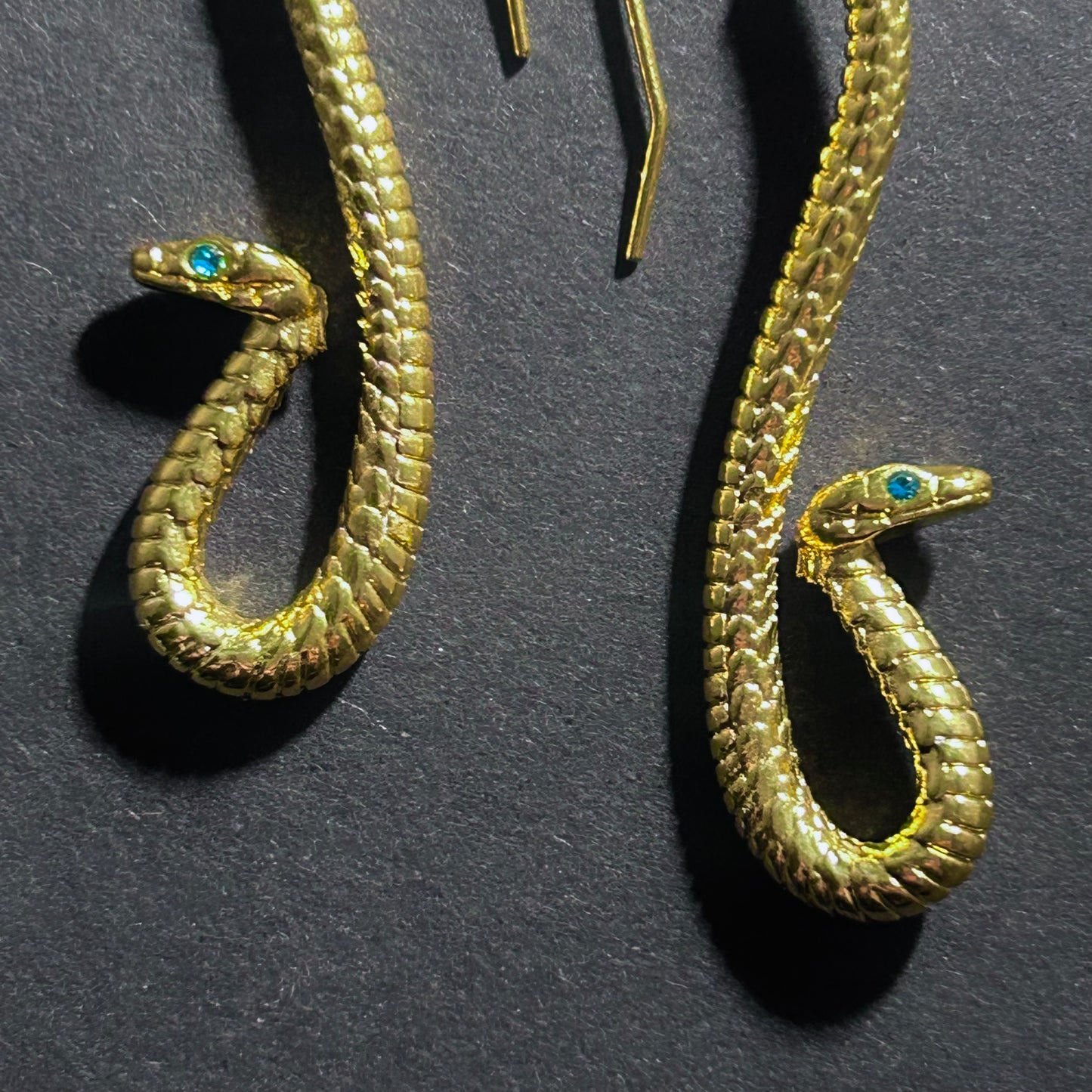 Snake Hook Earrings with Turquoise Eyes