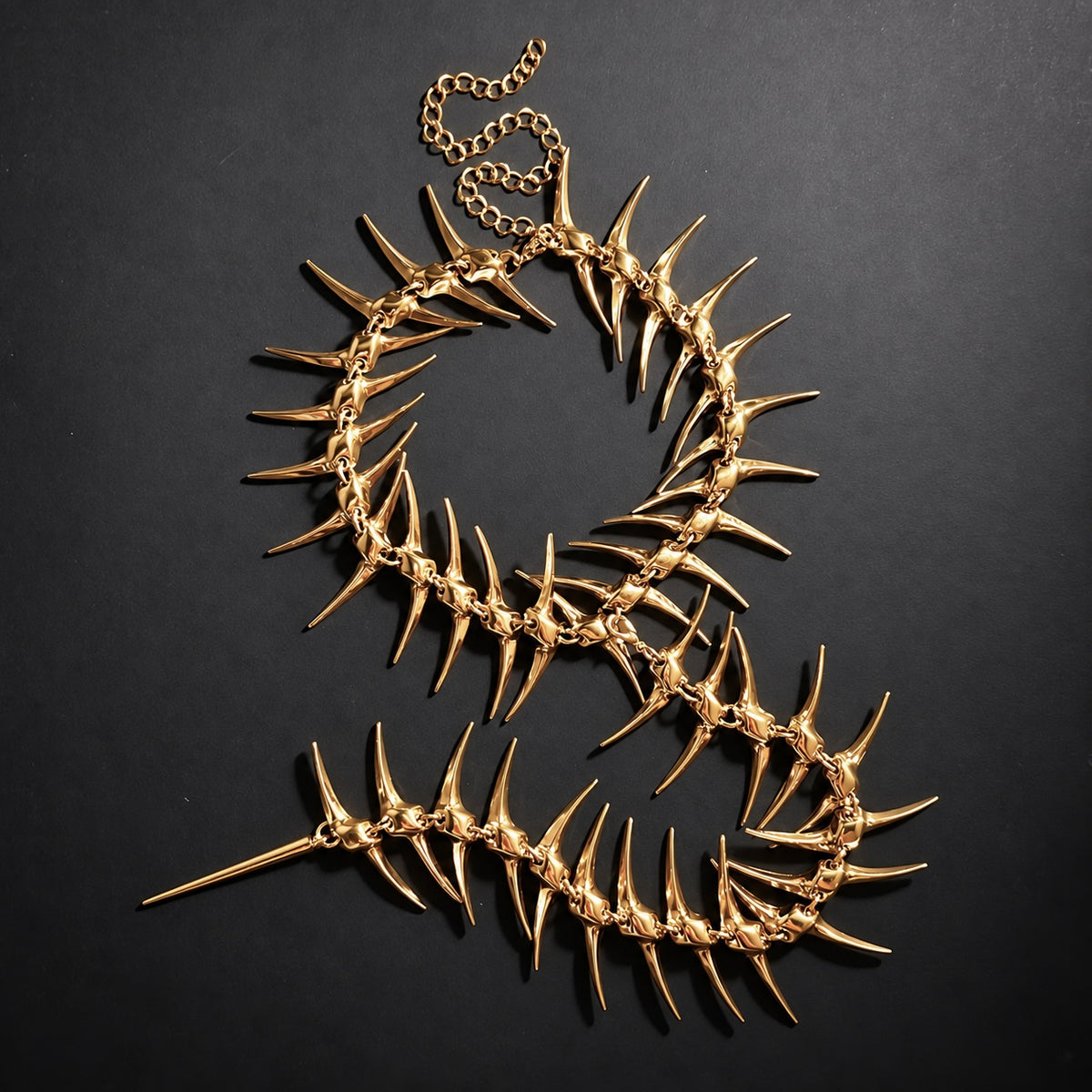 Skeleton Spine Gold Backdrop Necklace