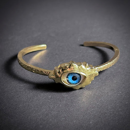 Blue Eye & Gold Surrealist Bangle Braclet