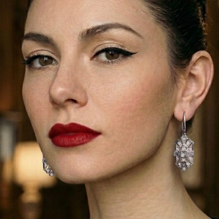 Art Deco Bridal/Bridesmaids Jewerly Set in Silver & Clear