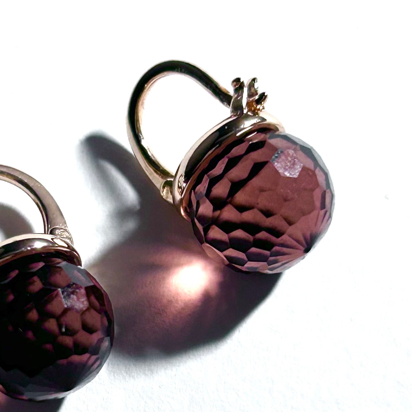 Gold & Amethyst Glass Huggie Earrings