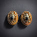 Scarab Beetle Orange Enamel & Antiqued Gold Statement Earrings