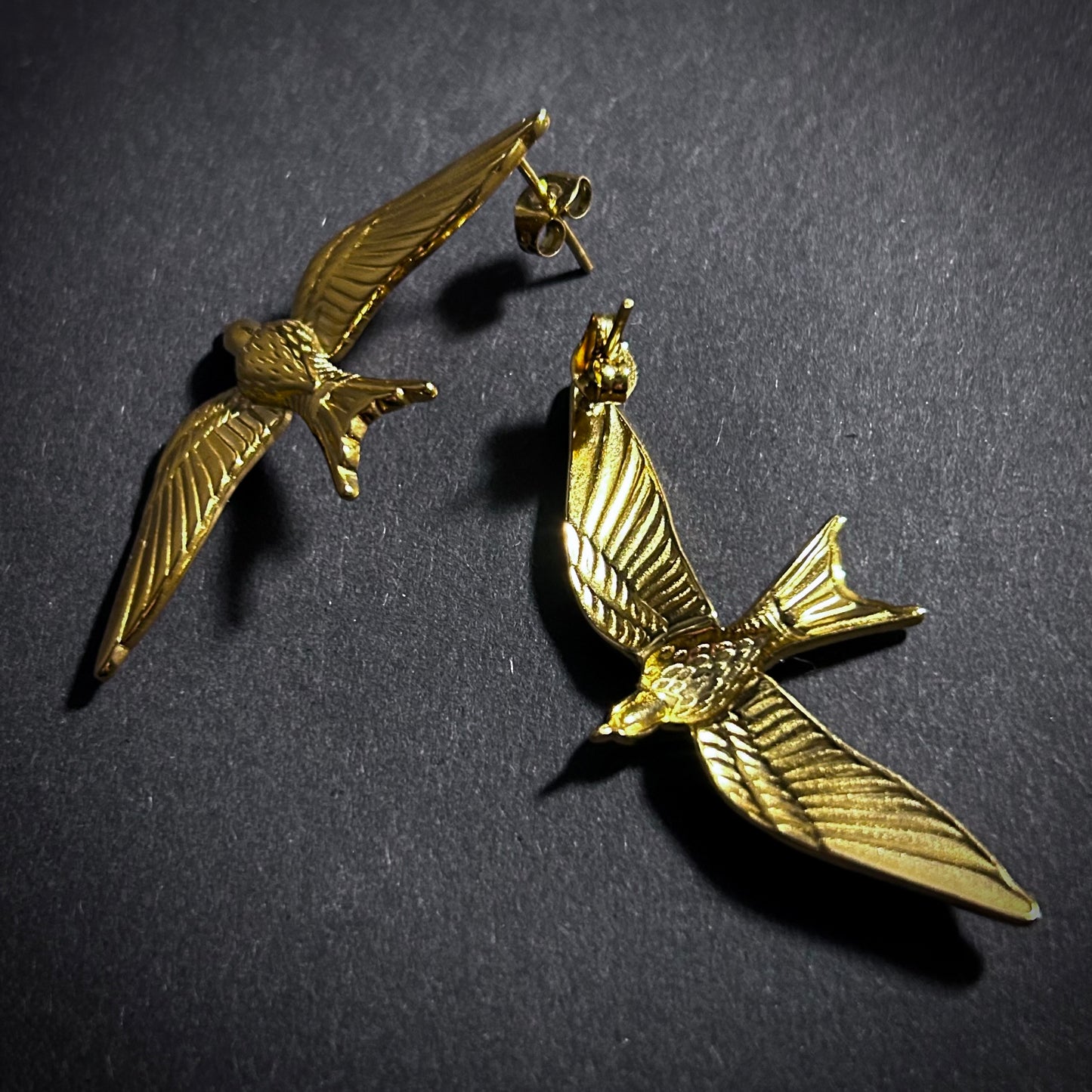 Bird Stud Gold Plated Stainless Steel Earrings